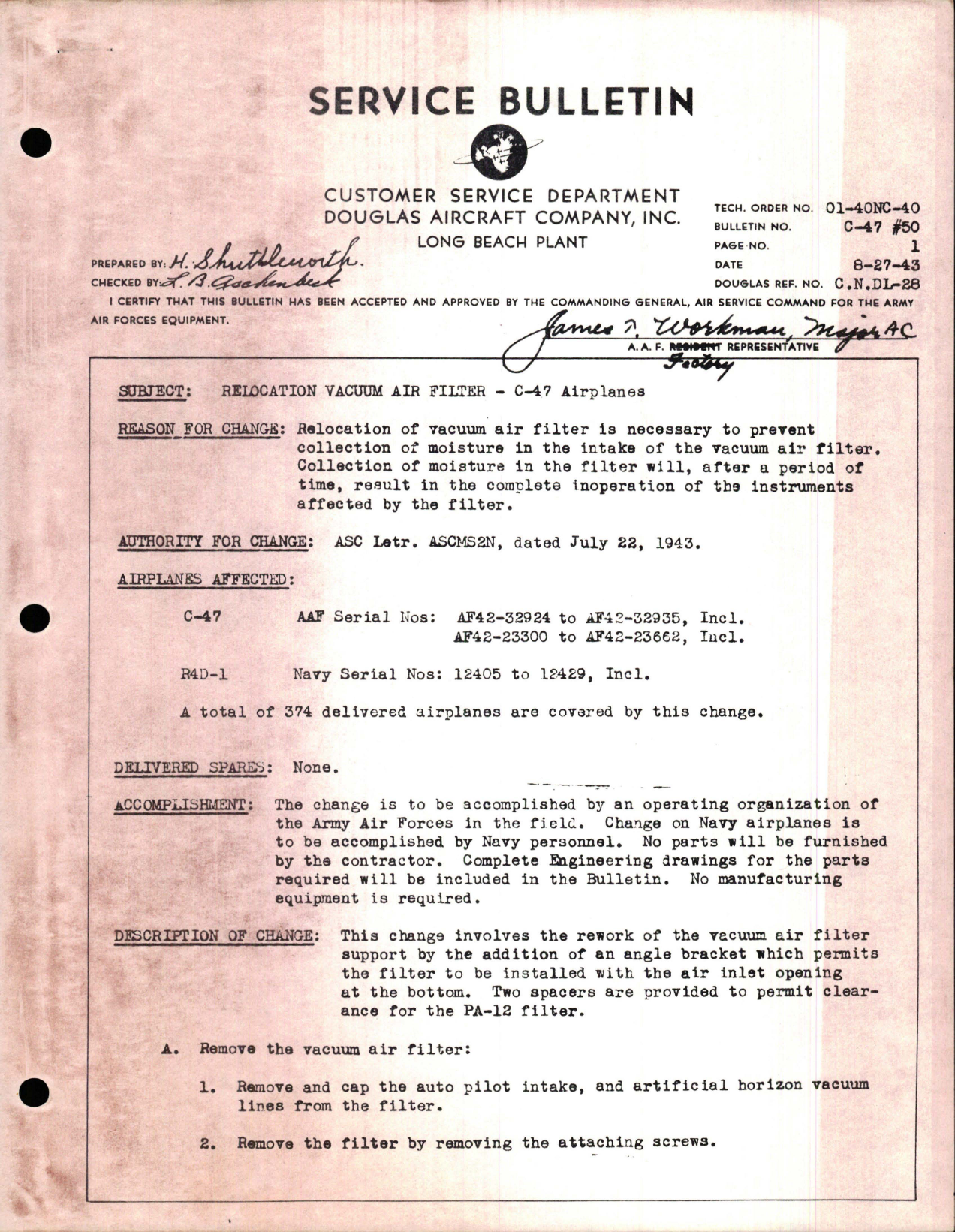 Sample page 1 from AirCorps Library document: Relocation Vacuum Air Filter