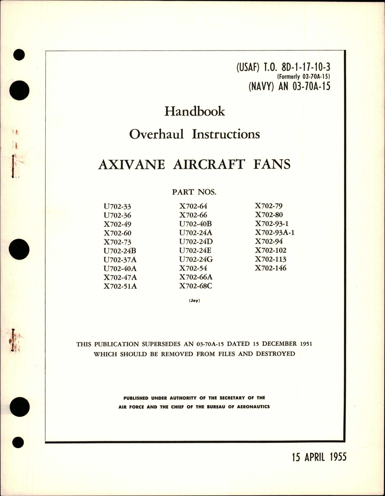 Sample page 1 from AirCorps Library document: Overhaul Instructions for Axivane Aircraft Fans