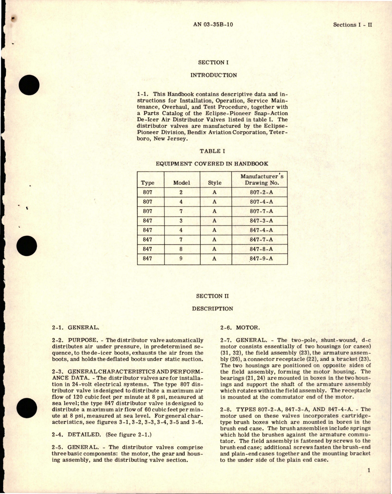 Sample page 7 from AirCorps Library document: Operation, Service and Overhaul Instructions with Parts Catalog for Snap-Action De-Icer Air Distributor Valves - Types 807 and 847 