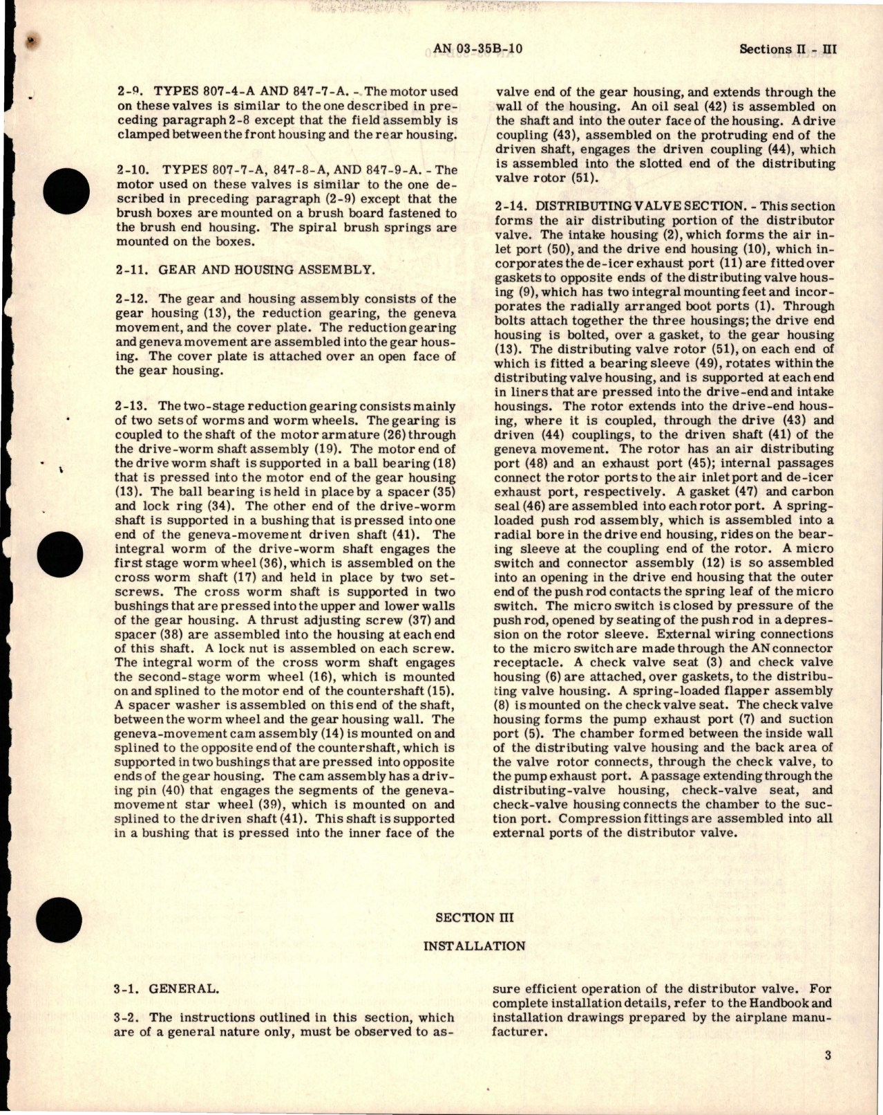 Sample page 9 from AirCorps Library document: Operation, Service and Overhaul Instructions with Parts Catalog for Snap-Action De-Icer Air Distributor Valves - Types 807 and 847 
