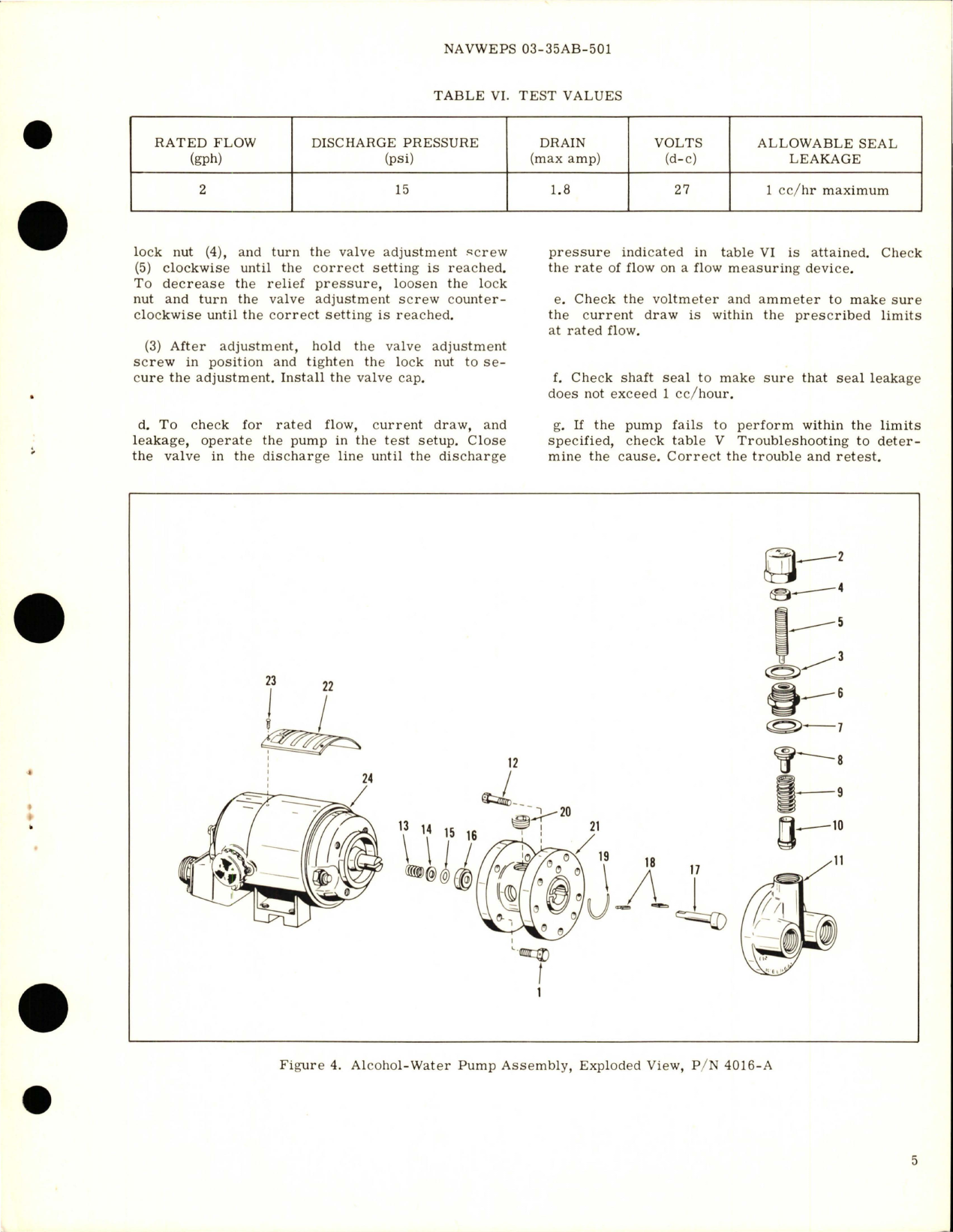 Sample page 5 from AirCorps Library document: Overhaul Instructions with Parts Breakdown for Alcohol-Water Pump Assembly - Part 4016-A