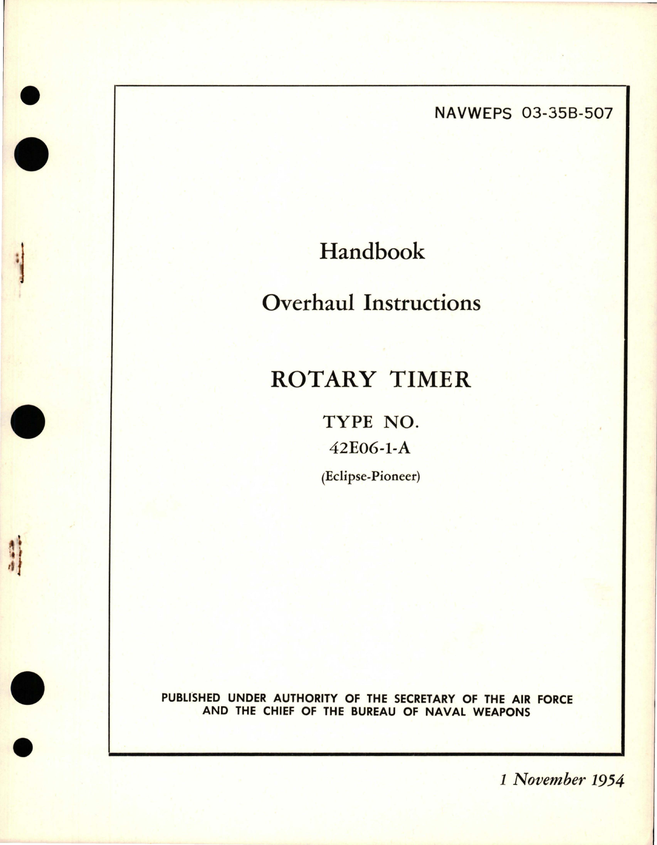 Sample page 1 from AirCorps Library document: Overhaul Instructions for Rotary Timer - Type 42E06-1-A