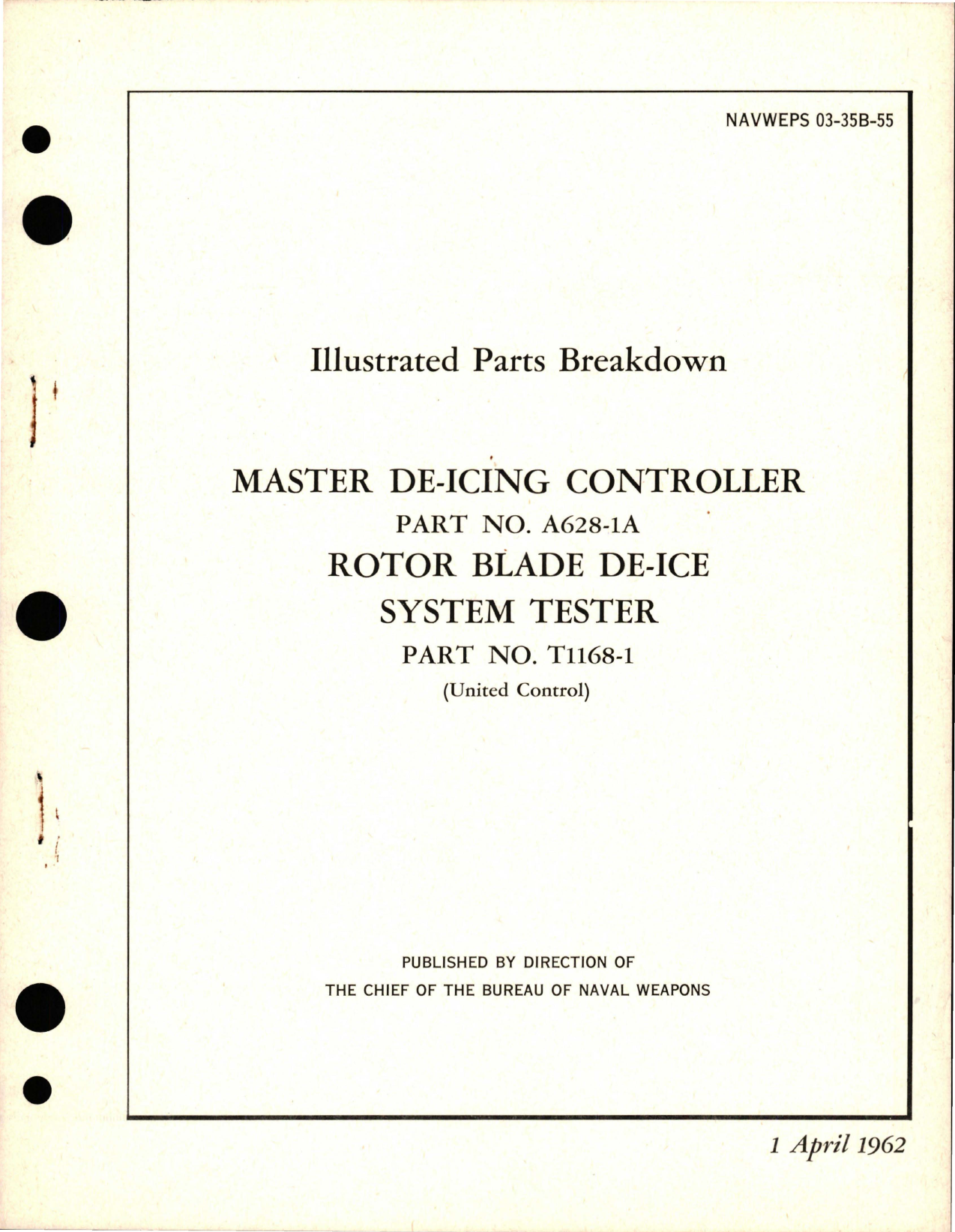 Sample page 1 from AirCorps Library document: Illustrated Parts Breakdown for Master De-Icing Controller and Rotary Blade De-Ice System Tester
