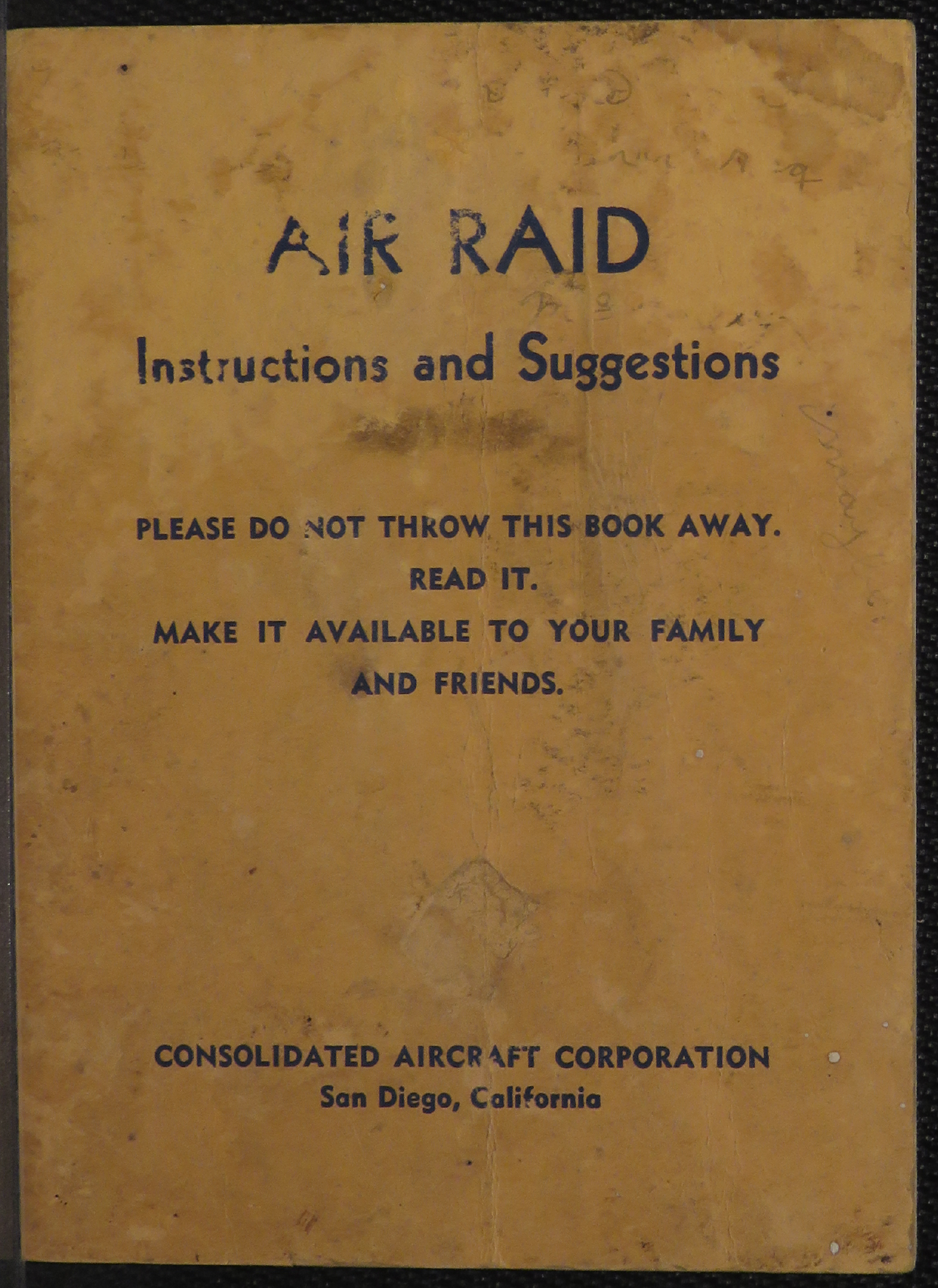 Sample page 1 from AirCorps Library document: Air Raid Instructions and Suggestions by Consolidated Aircraft Co