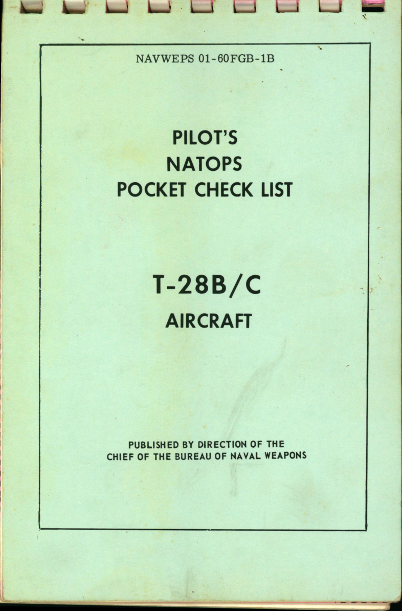 Sample page 1 from AirCorps Library document: Pilot's Natops Pocket Check List for T-28B-C Aircraft