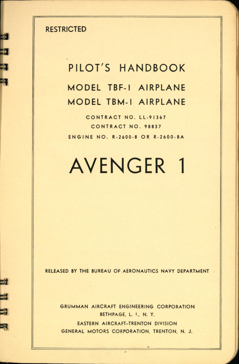 Sample page 5 from AirCorps Library document: Pilot's Handbook for Models TBF-1 and TBM-1 - Avenger 1