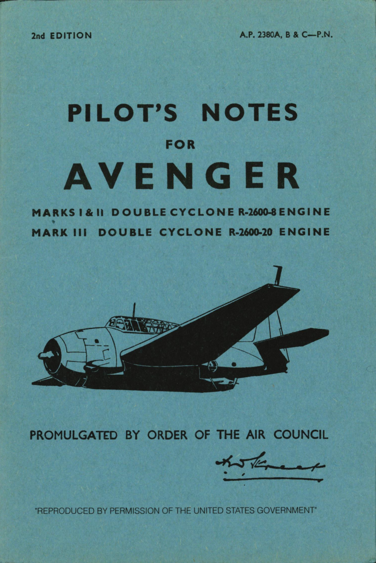 Sample page 1 from AirCorps Library document: Pilot's Notes for Avenger