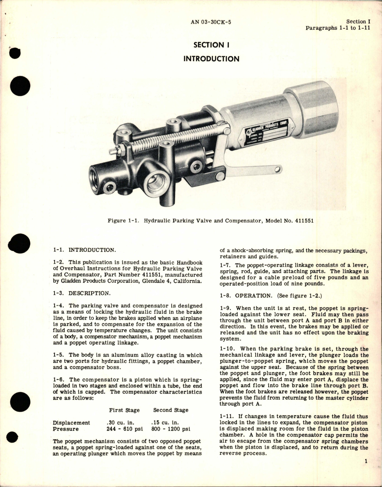 Sample page 5 from AirCorps Library document: Overhaul Instructions for Hydraulic Parking Valve and Compensator - Part 411551 