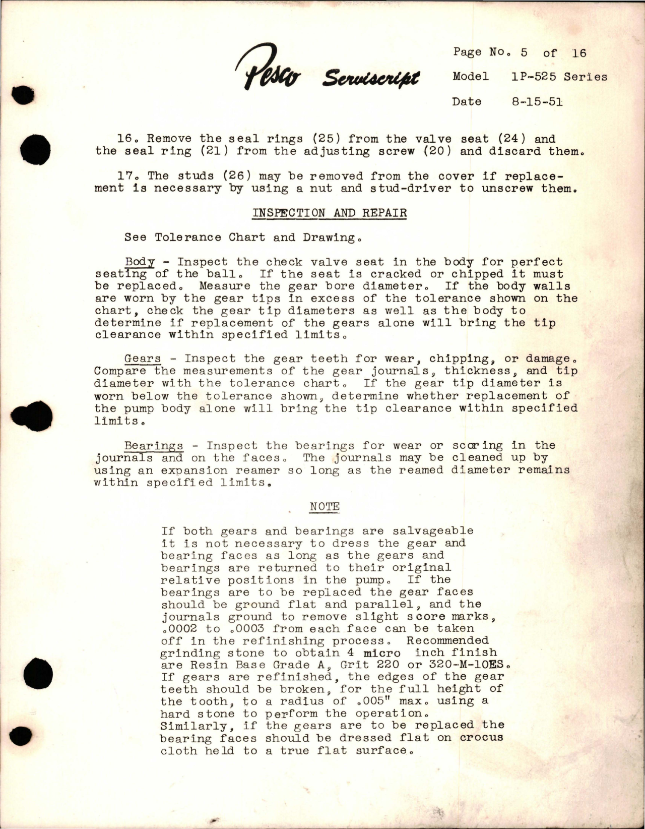 Sample page 5 from AirCorps Library document: Pesco Serviscript - Model 1P-525 Series Hydraulic Pumps