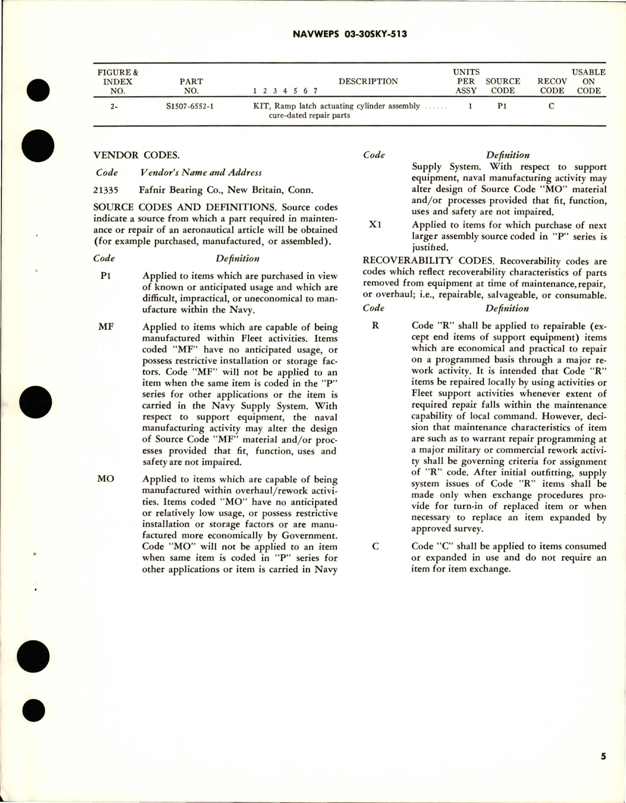 Sample page 5 from AirCorps Library document: Overhaul Instructions with Parts Breakdown for Ramp Latch Actuating Cylinder Assembly - Parts S1565-61351, S1565-61351-1, and S1565-61351-2