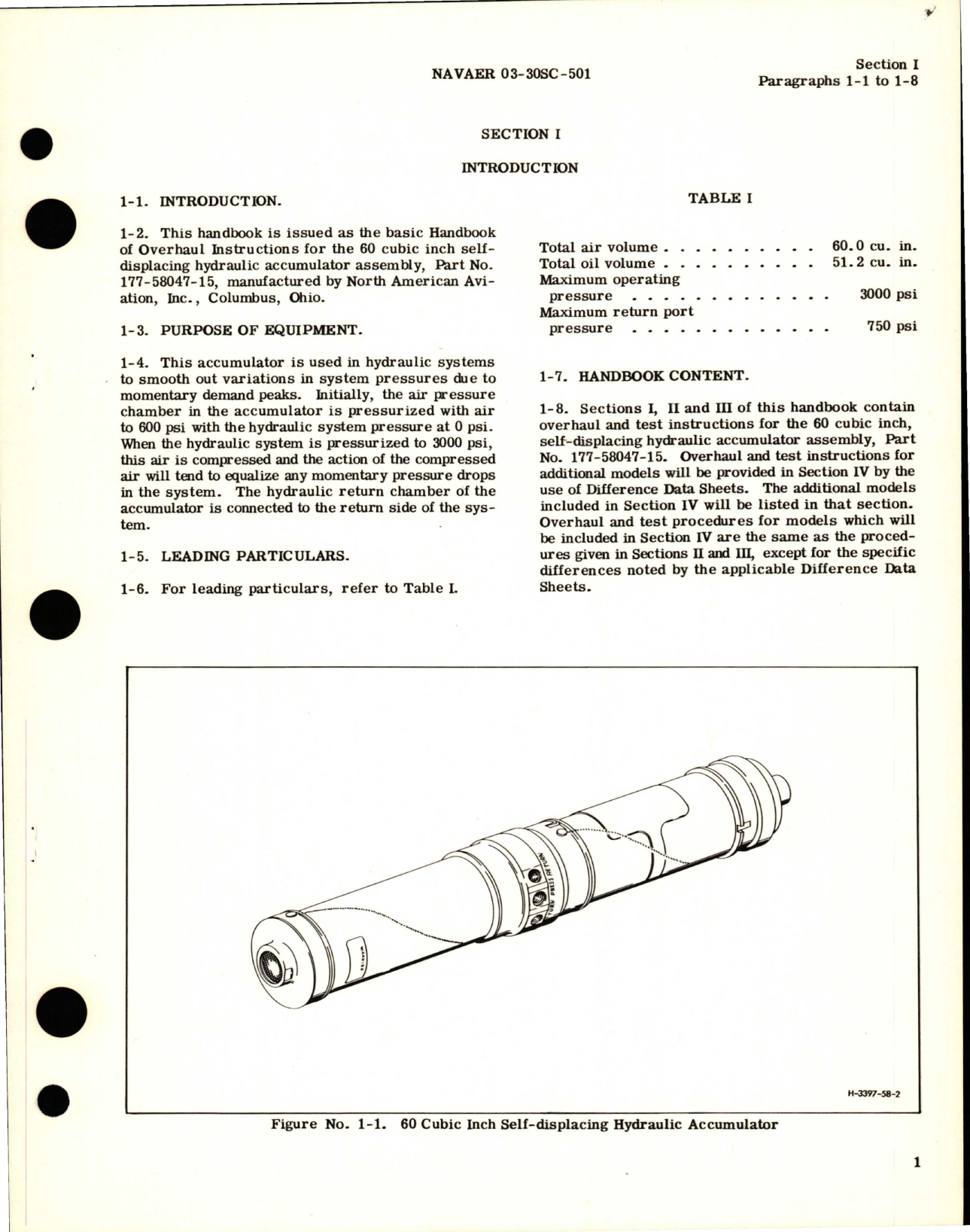 Sample page 5 from AirCorps Library document: Overhaul Instructions for 60 Cubic Inch Self-Displacing Hydraulic Accumulator Assembly - Part 177-58047-15 