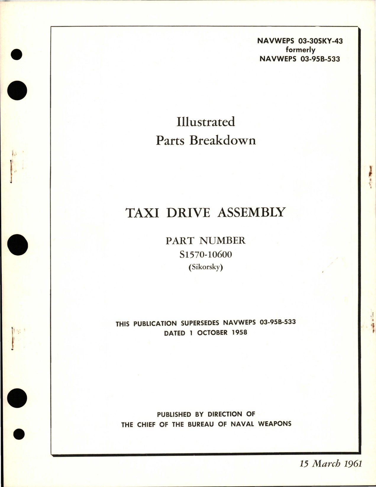 Sample page 1 from AirCorps Library document: Illustrated Parts Breakdown for Taxi Drive Assembly - Part S1570-10600