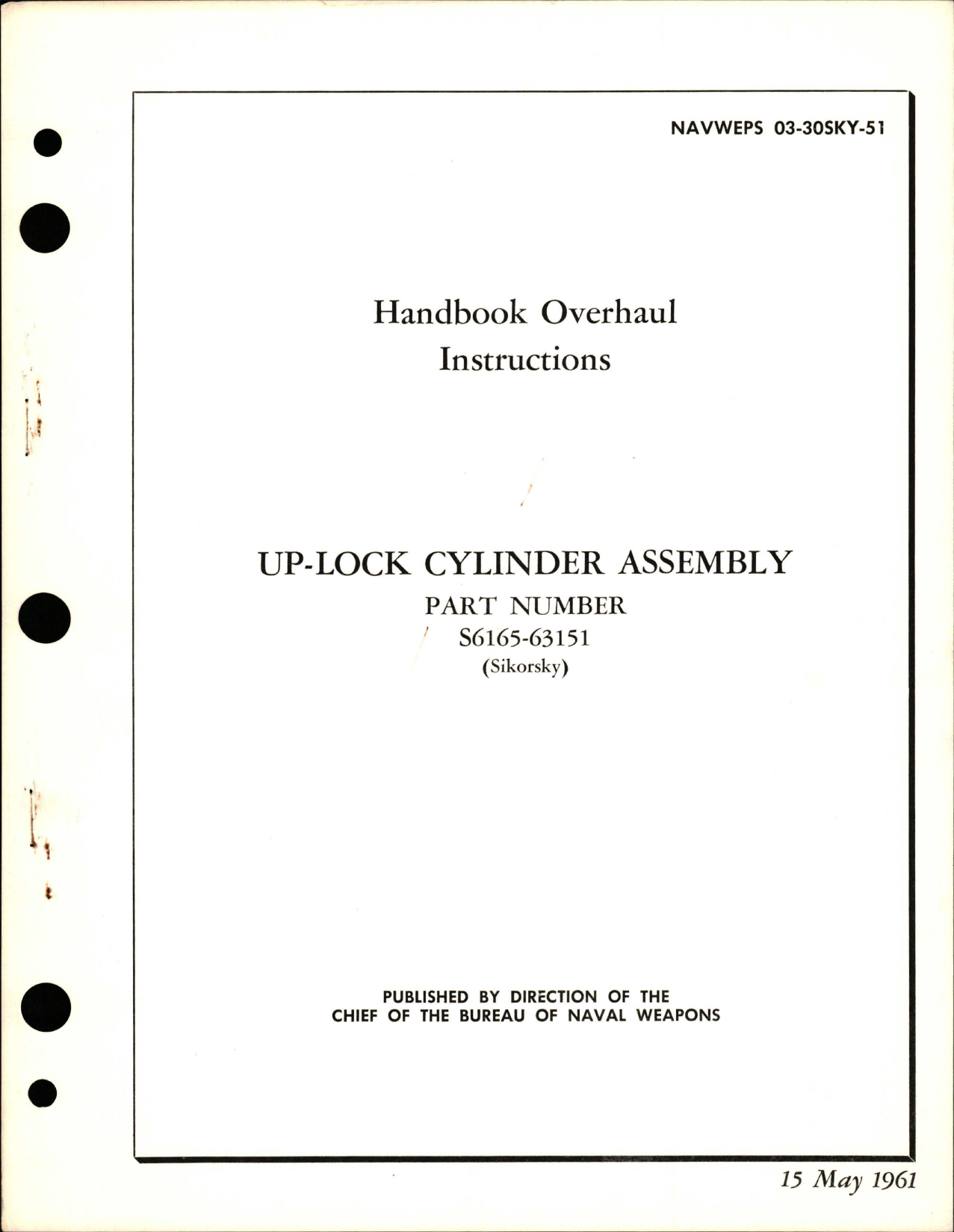 Sample page 1 from AirCorps Library document: Overhaul Instructions for Up-Lock Cylinder Assembly - Part S6165-63151