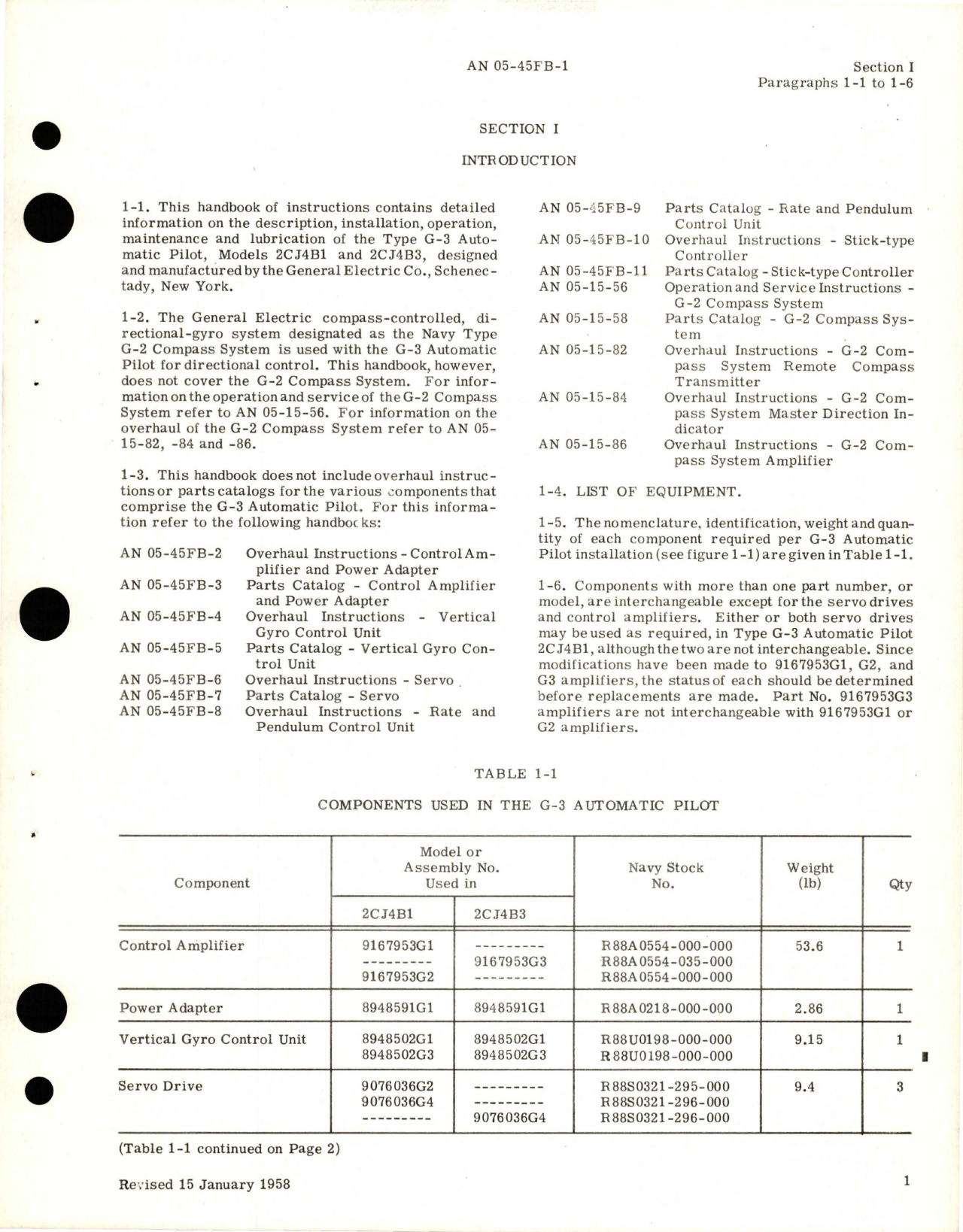 Sample page 5 from AirCorps Library document: Operation and Service Instructions for G-3 Automatic Pilot - Model 2CJ4B1 and 2CJ4B3