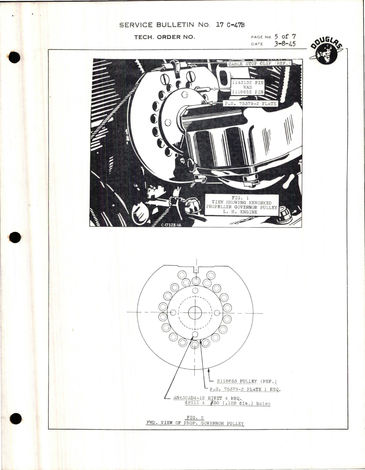 Sample page 5 from AirCorps Library document: Rework of Propeller Governor Pulley - Left Hand Engine Only - C-47 and C-53