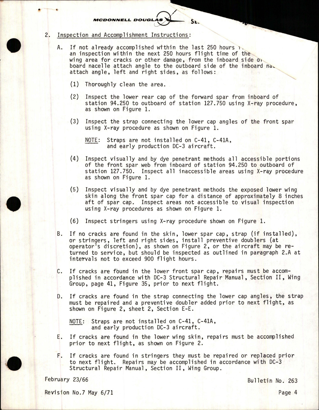 Sample page 5 from AirCorps Library document: Wings - Center Section - Lower Wing Skin Crack Repair and-or Reinforcement for DC-3