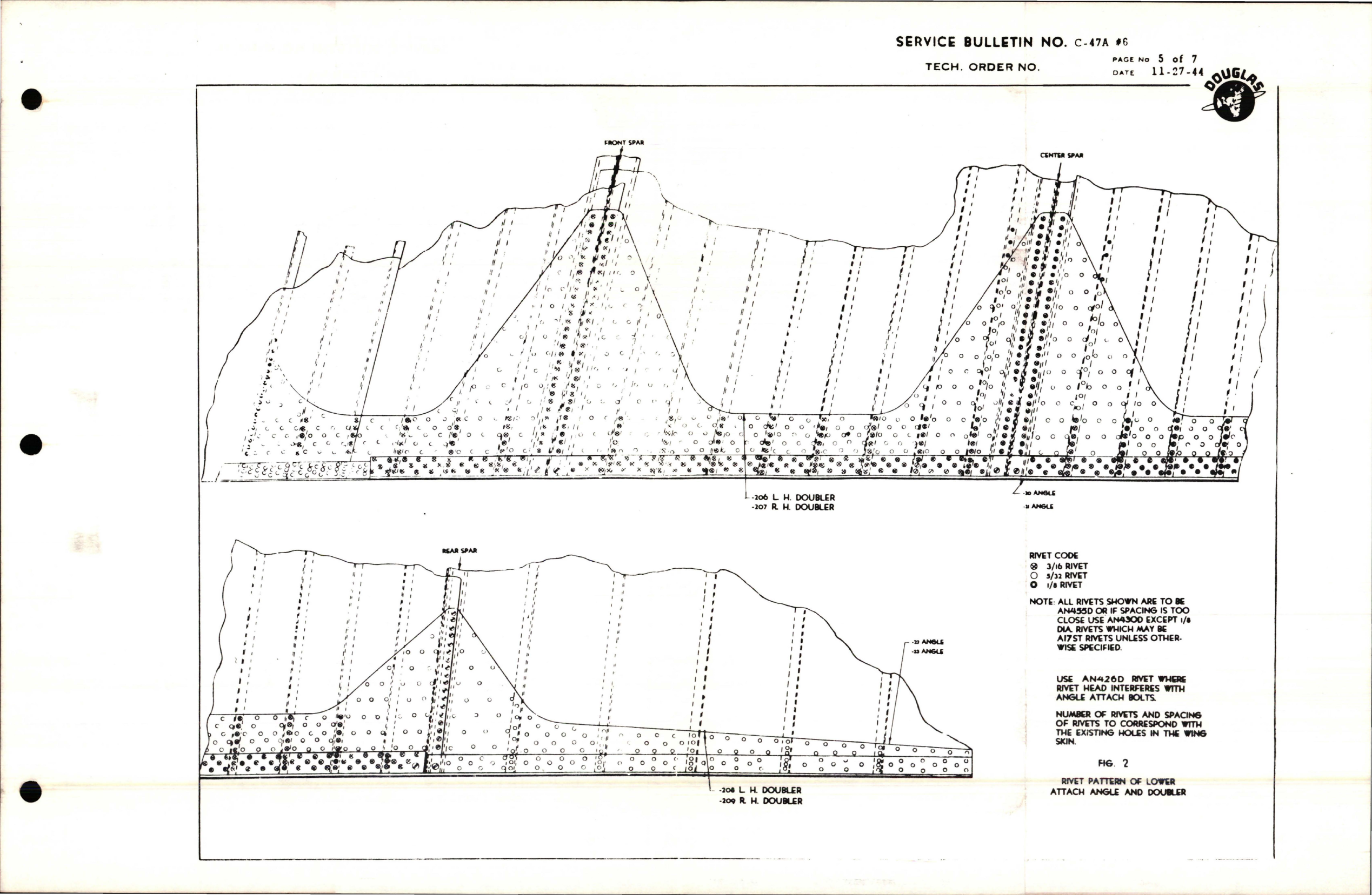 Sample page 5 from AirCorps Library document: Replacement of Outer Wing Attach Angle Doubler for C-53 and C-47