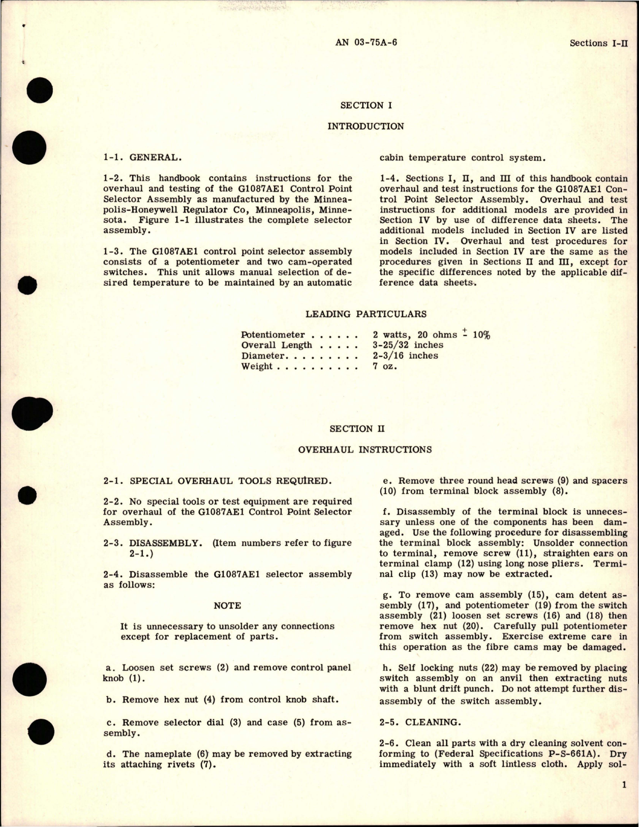 Sample page 5 from AirCorps Library document: Overhaul Instructions for Control Point Selector - Types G1087AE1 and G1087A2