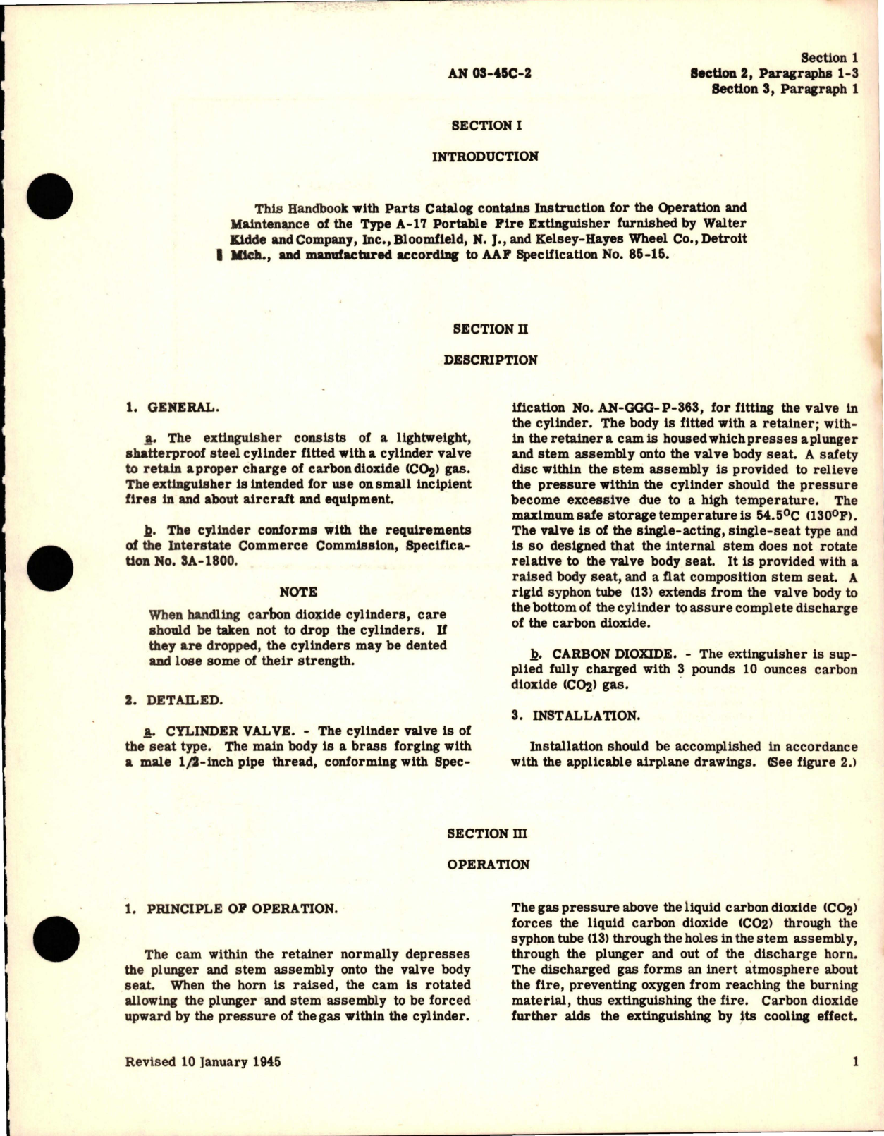 Sample page 5 from AirCorps Library document: Instructions with Parts Catalog for A-17 Portable Fire Extinguisher