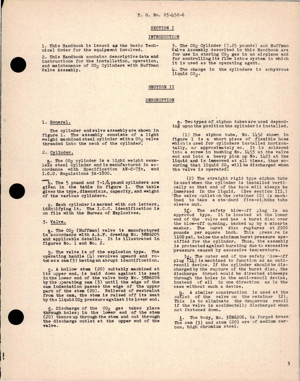 Sample page 5 from AirCorps Library document: Operation, Service and Overhaul Instructions with Parts Catalog for CO2 Cylinder and Valve Assembly