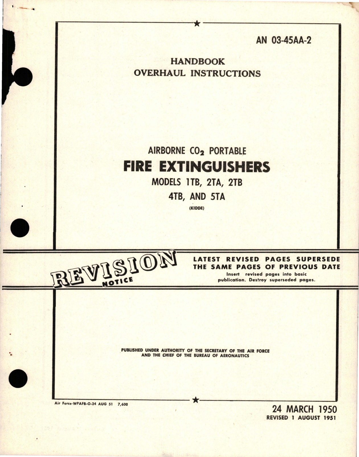 Sample page 1 from AirCorps Library document: Overhaul Instructions for Airborne CO2 Portable Fire Extinguishers - Models 1TB, 2TA, 2TB, 4TB, and 5TA