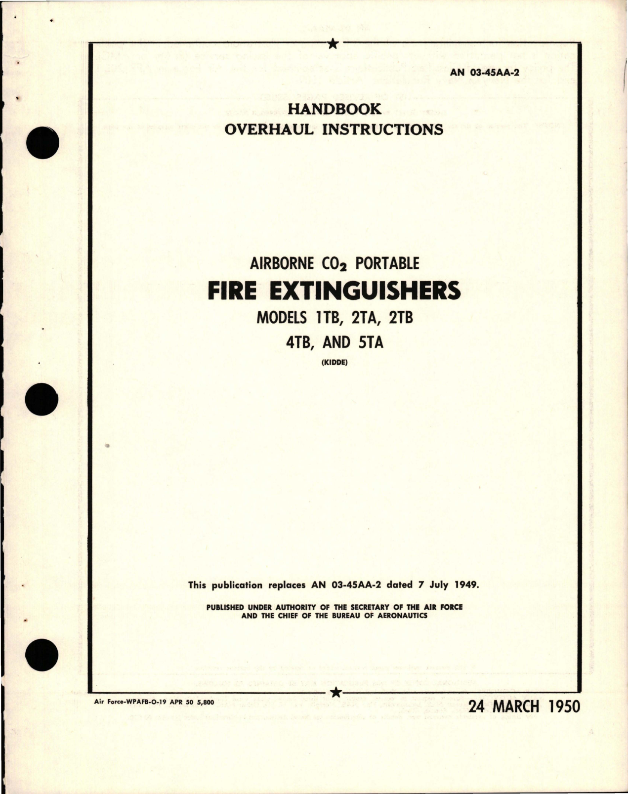 Sample page 1 from AirCorps Library document: Overhaul Instructions for Airborne CO2 Portable Fire Extinguishers - Models 1TB, 2TA, 2TB, 4TB, and 5TA
