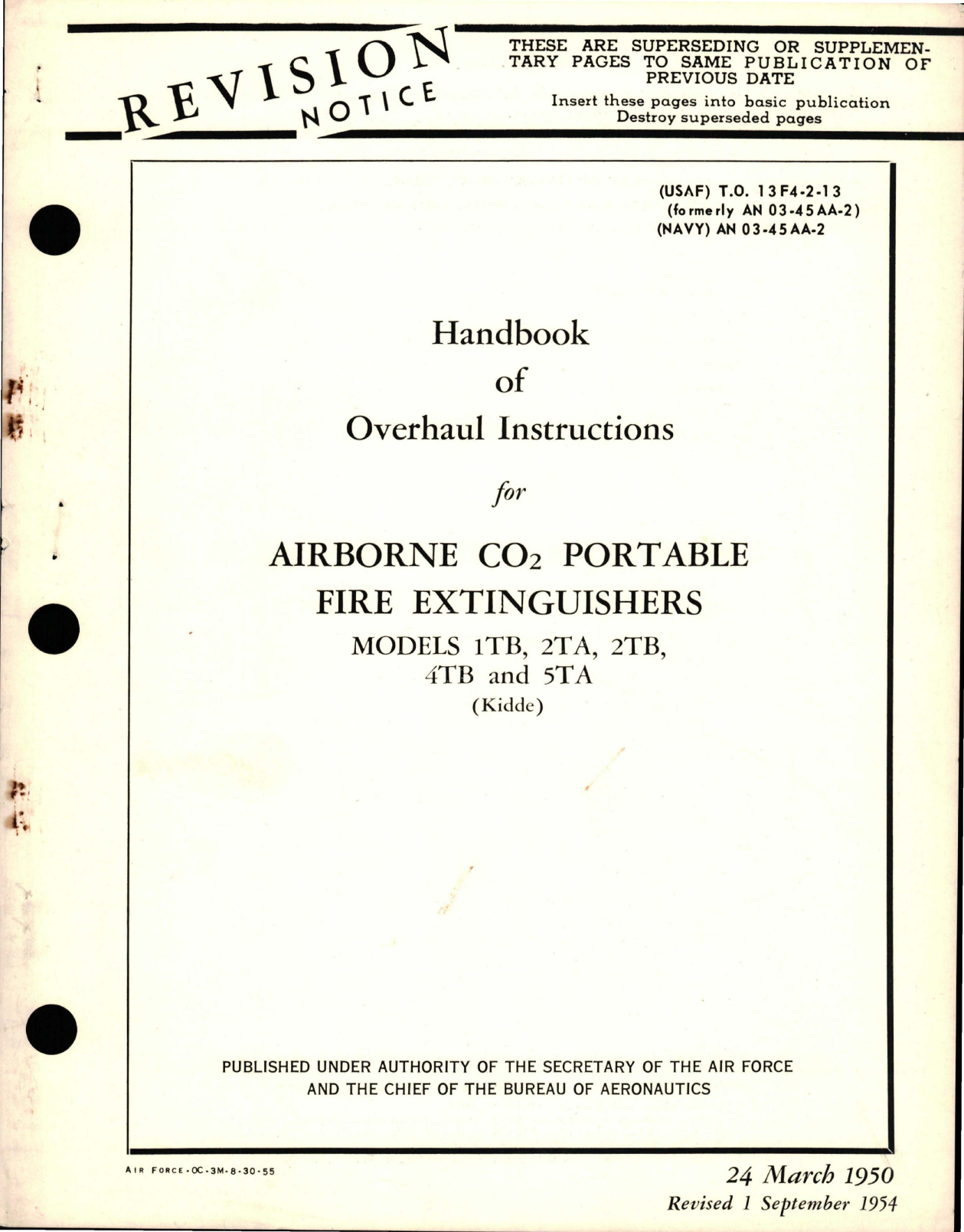 Sample page 1 from AirCorps Library document: Overhaul Instructions for Airborne CO2 Portable Fire Extinguishers - Models 1TB, 2TA, 2TB, 4TB, and 5TA