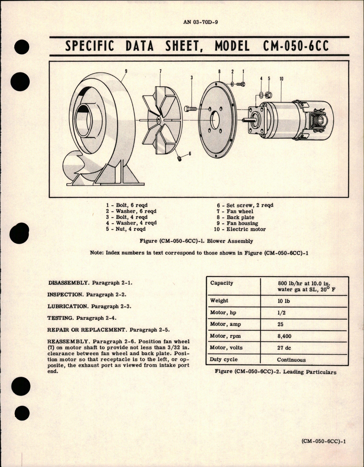 Sample page 5 from AirCorps Library document: Overhaul Instructions for Blower Assemblies - Models CM-050-6CC, 1107, 1116, 1149, and SA-250-6FC