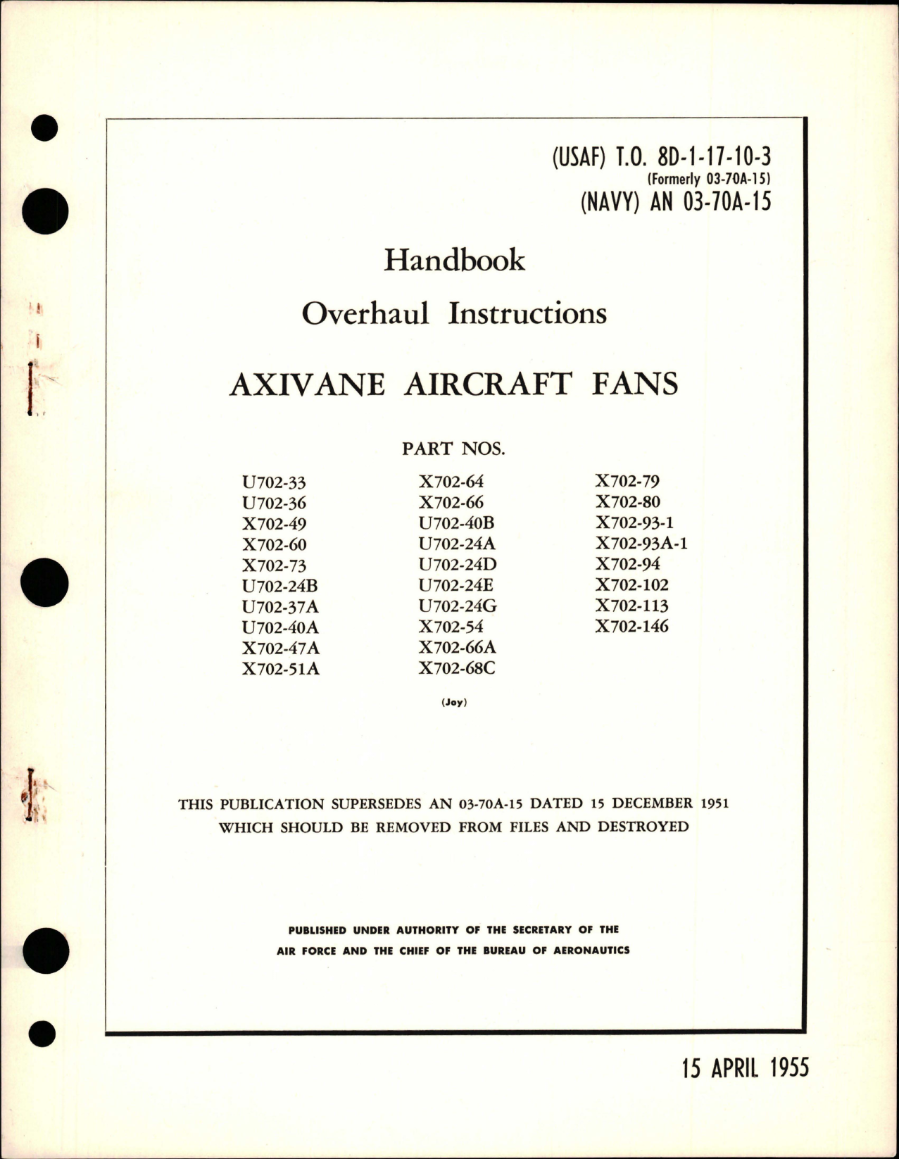 Sample page 1 from AirCorps Library document: Overhaul Instructions for Axivane Aircraft Fans 