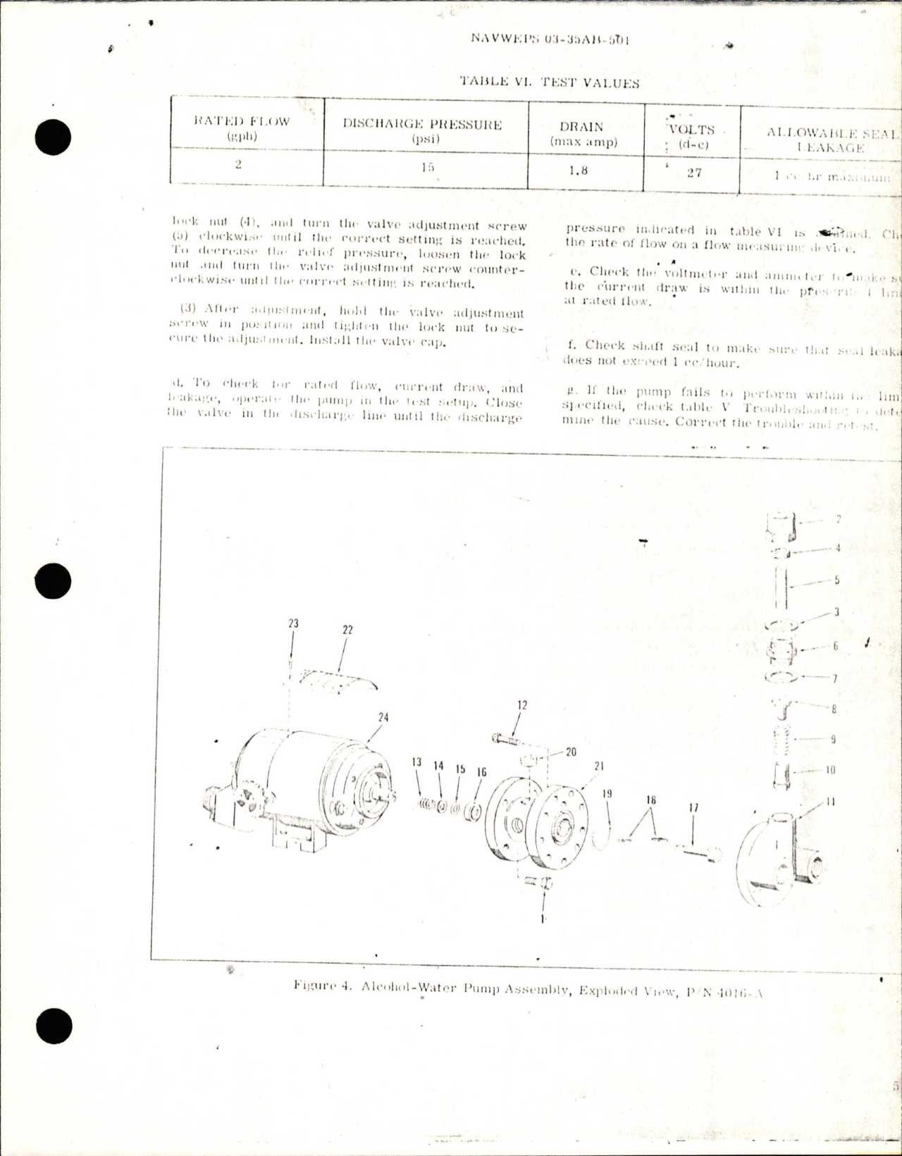 Sample page 5 from AirCorps Library document: Overhaul Instructions with Parts for Alcohol-Water Pump Assembly - Part 4016-A