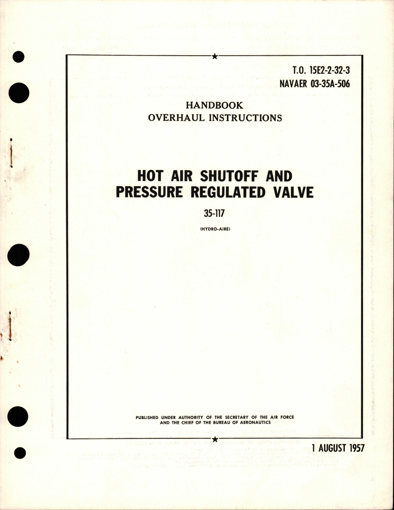 Sample page 1 from AirCorps Library document: Overhaul Instructions for Hot Air Shutoff and Pressure Regulated Valve - 35-117