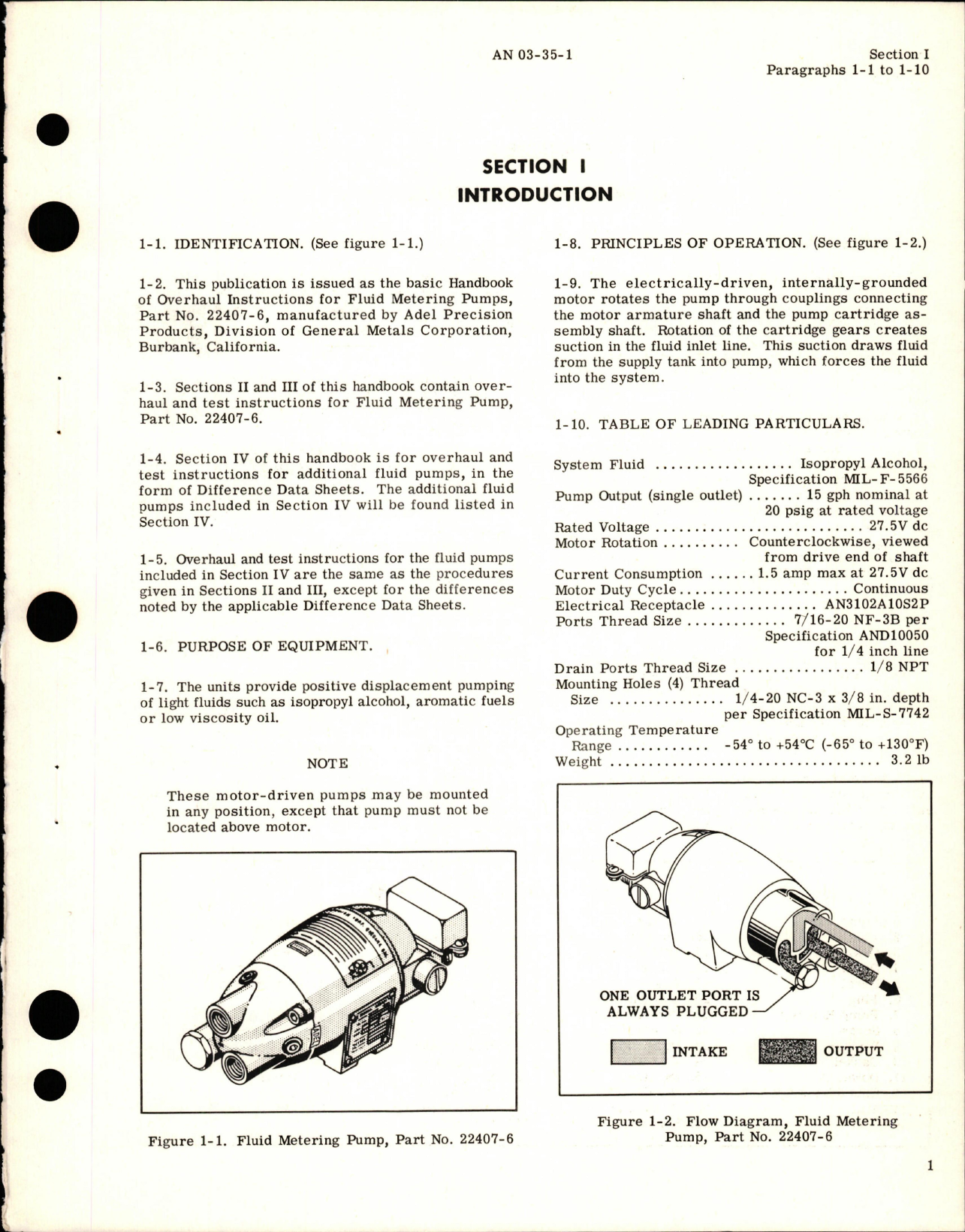 Sample page 5 from AirCorps Library document: Overhaul Instructions for Fluid Metering Pumps - Part 22407-1, 22407-2, and 22407-6 