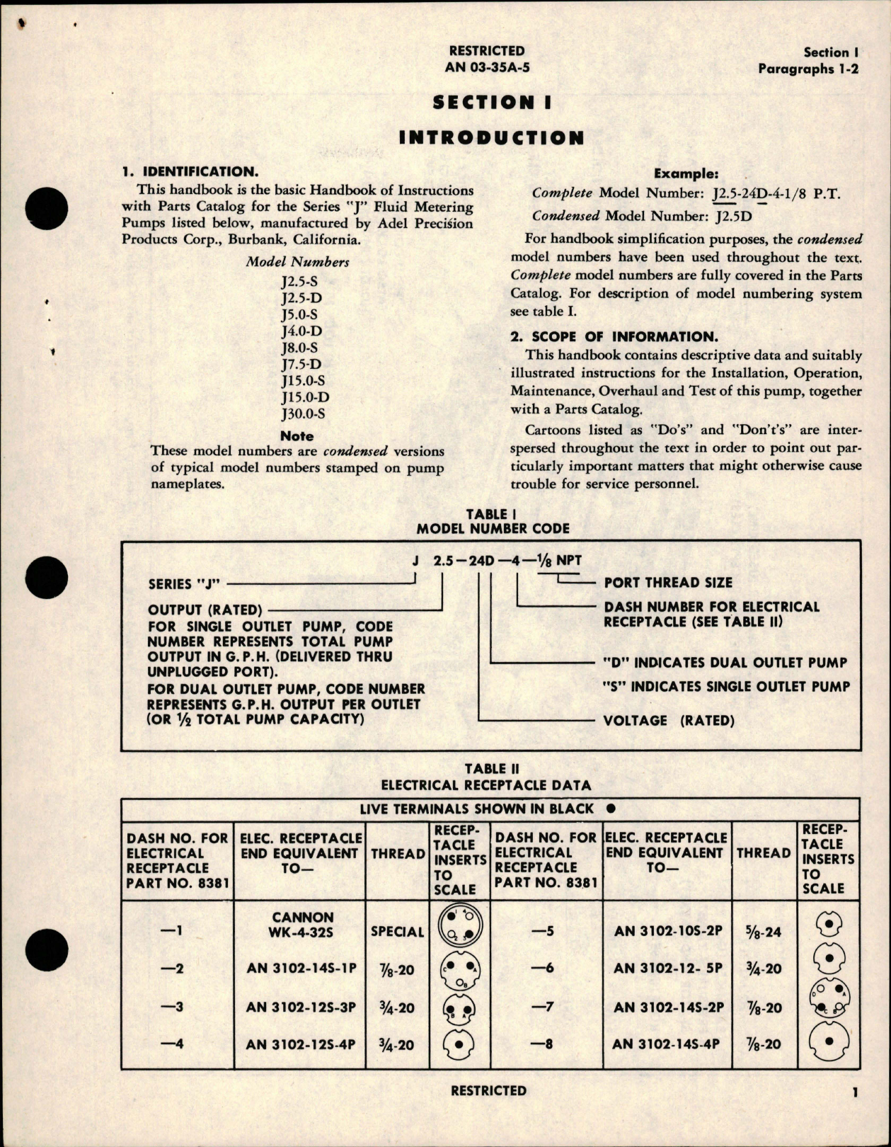 Sample page 5 from AirCorps Library document: Instructions with Interchangeable Assembly Parts List for Fluid Metering Pump - J Series - Electric Driven 