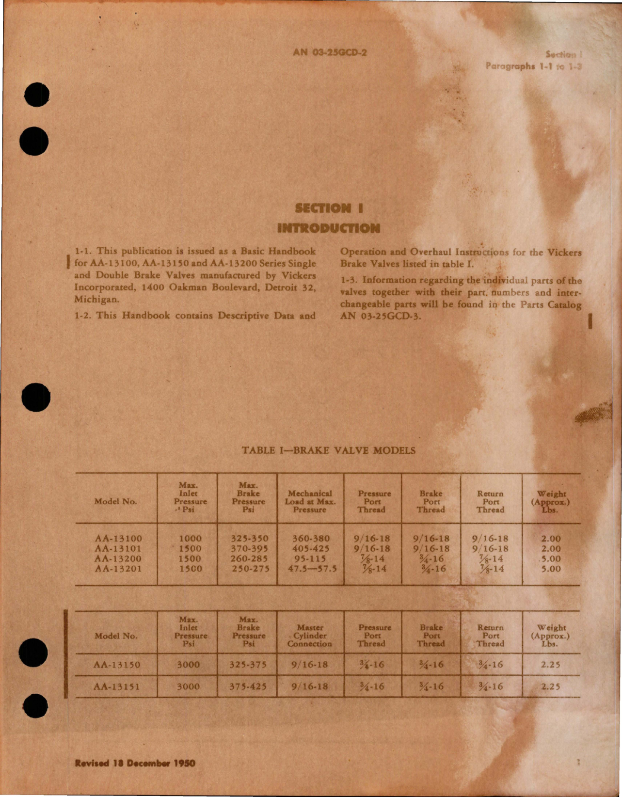 Sample page 5 from AirCorps Library document: Overhaul Instructions for Single & Double Brake Valves - Models AA-13100, AA-13101, AA-13200, and AA13201