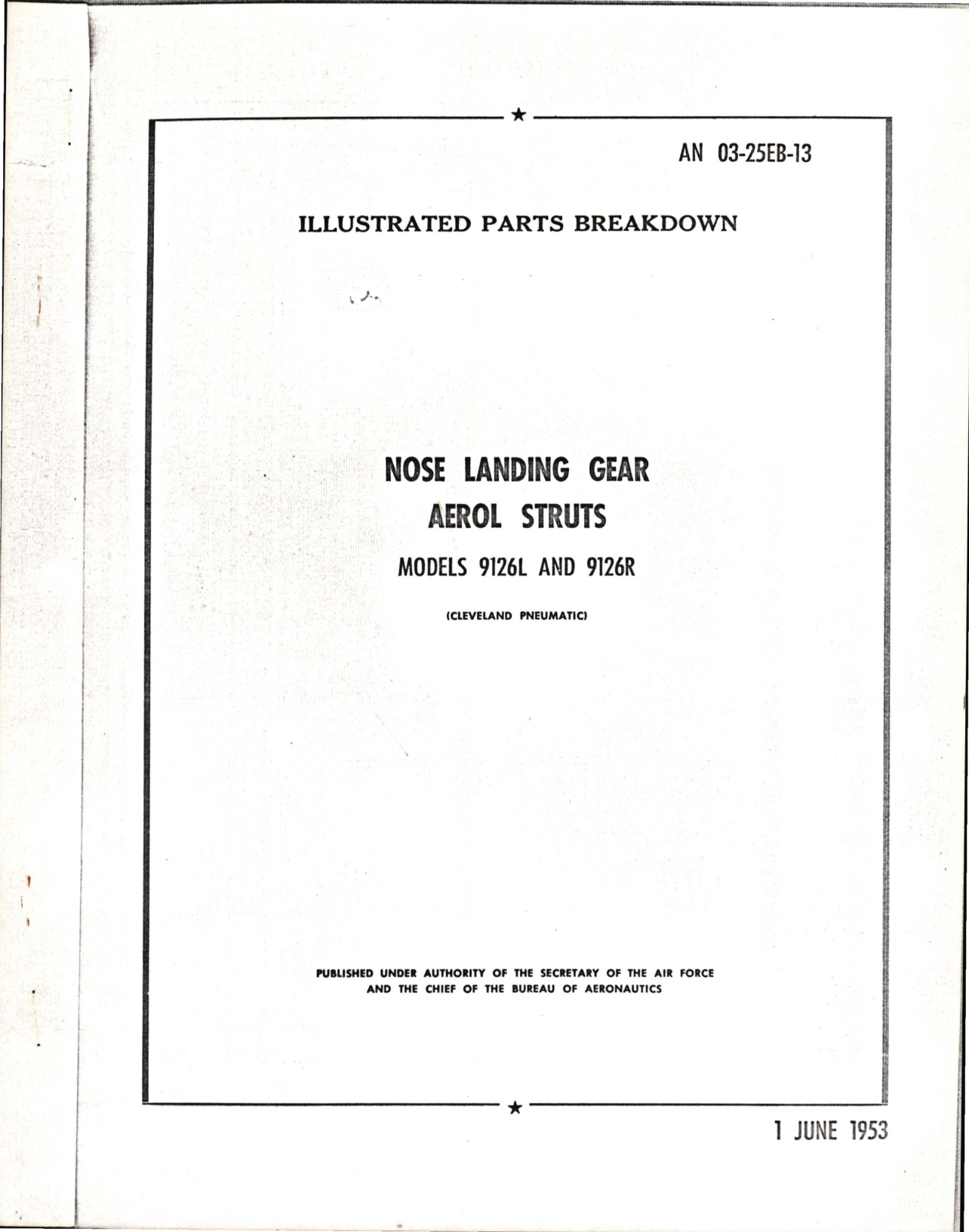 Sample page 1 from AirCorps Library document: Illustrated Parts for Nose Landing Gear Aerol Struts Models 9126L, 91264 