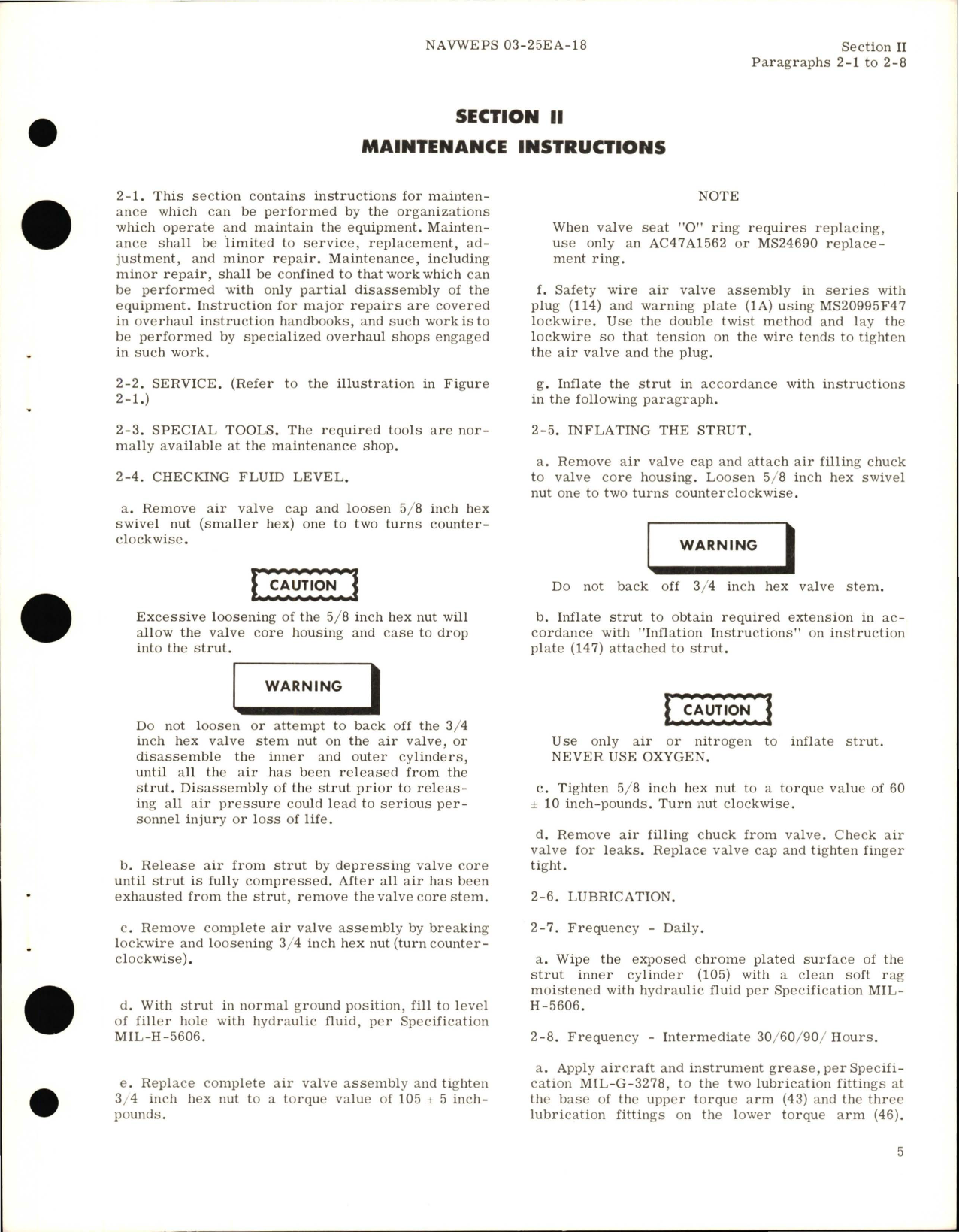 Sample page 9 from AirCorps Library document: Operation and Maintenance Instructions for Main Landing Gear Shock Strut Assemblies