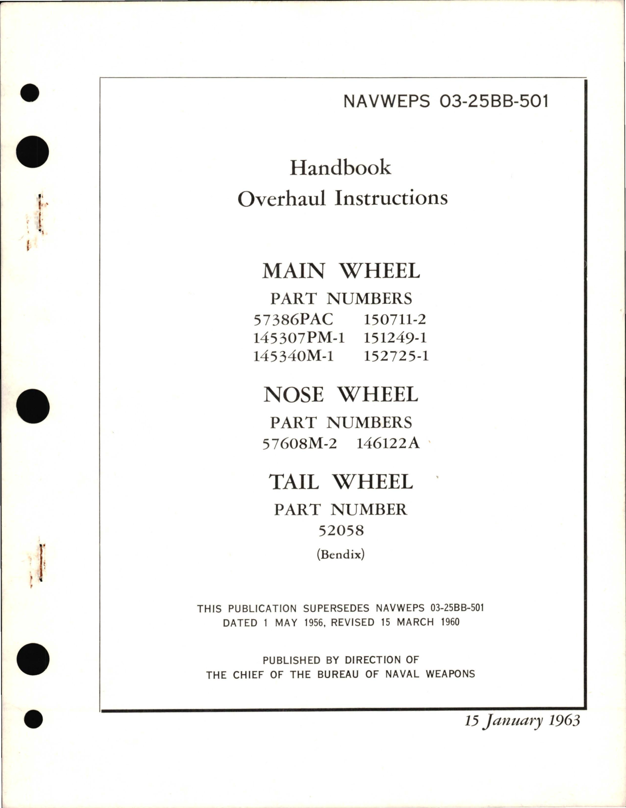 Sample page 1 from AirCorps Library document: Overhaul Instructions for Main Wheel, Nose Wheel, Tail Wheel 