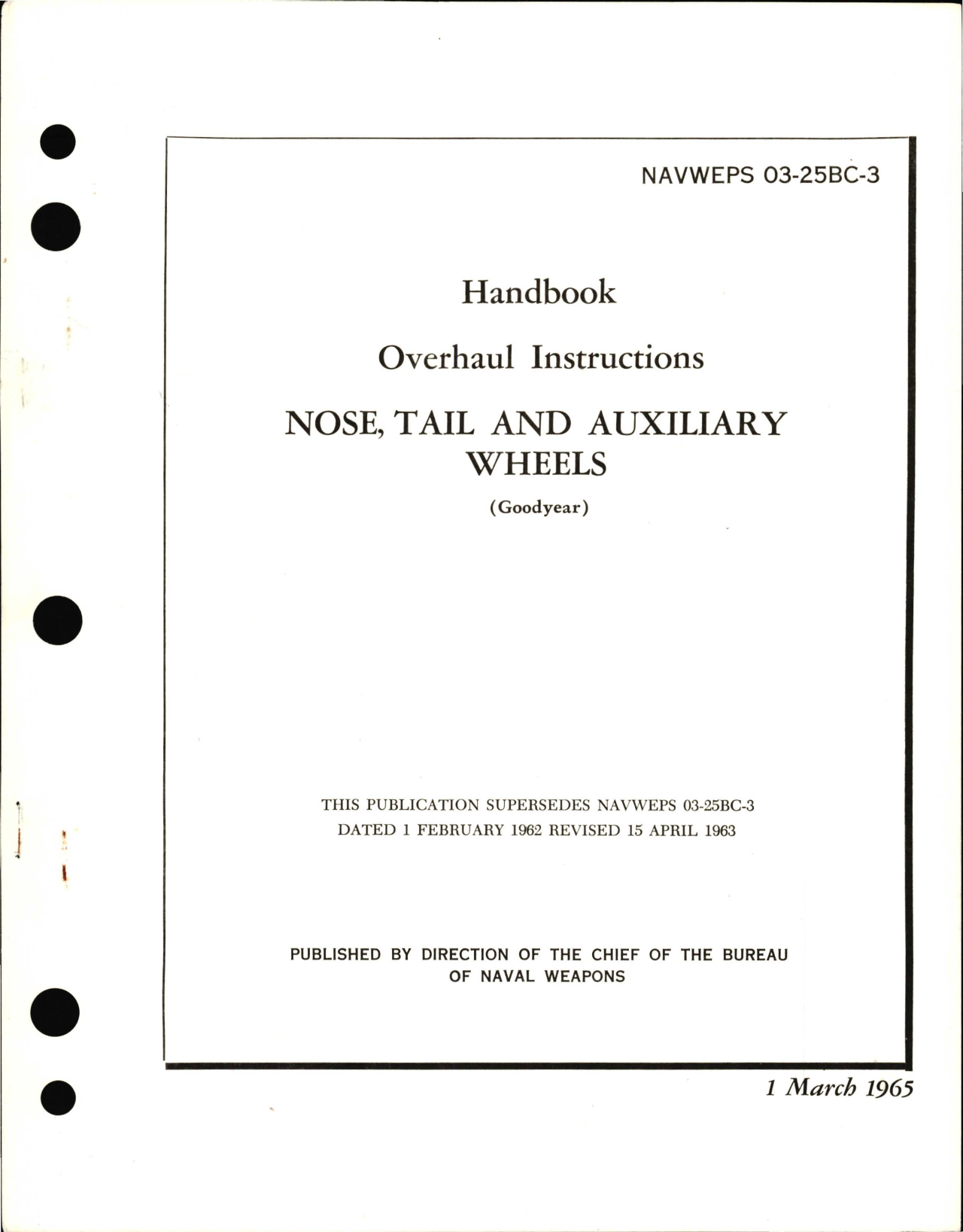 Sample page 1 from AirCorps Library document: Overhaul Instructions for Nose, Tail, and Auxiliary Wheels 