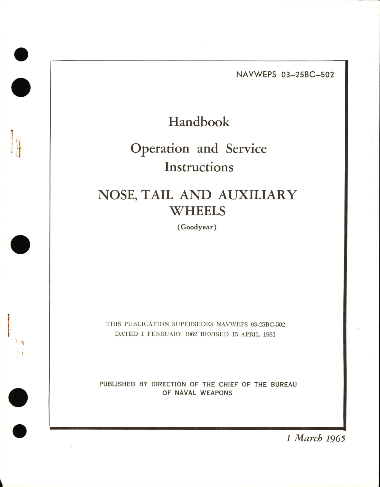 Sample page 1 from AirCorps Library document: Operation and Service Instructions for Nose, Tail, and Auxiliary Wheels