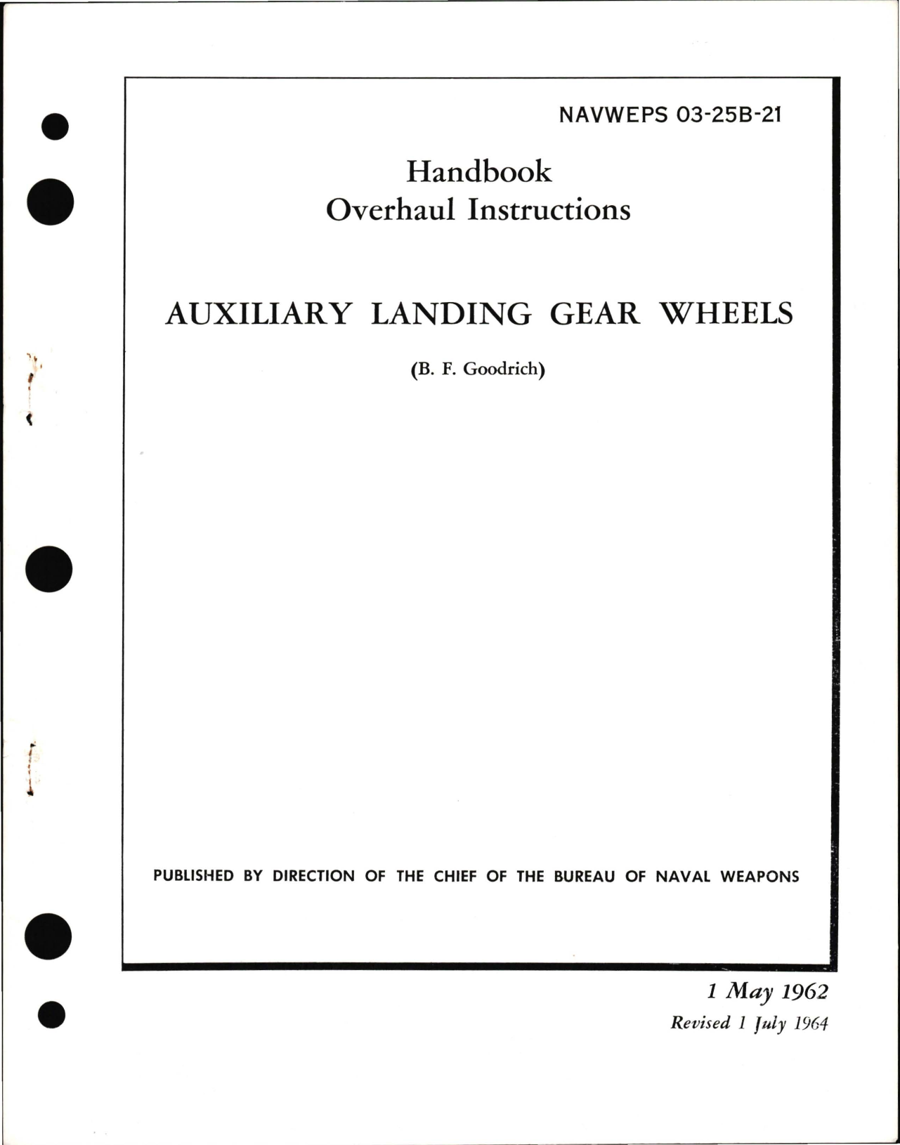 Sample page 1 from AirCorps Library document: Overhaul Instructions for Auxiliary Landing Gear Wheels 