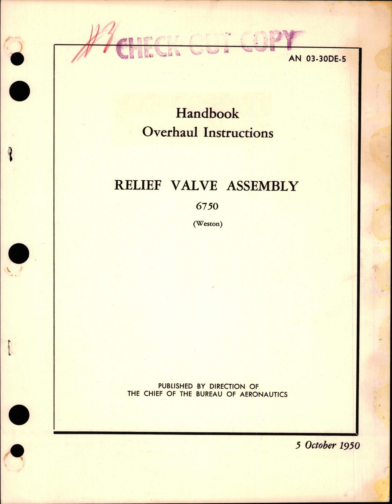 Sample page 1 from AirCorps Library document: Overhaul Instructions for Relief Valve Assembly - 6750