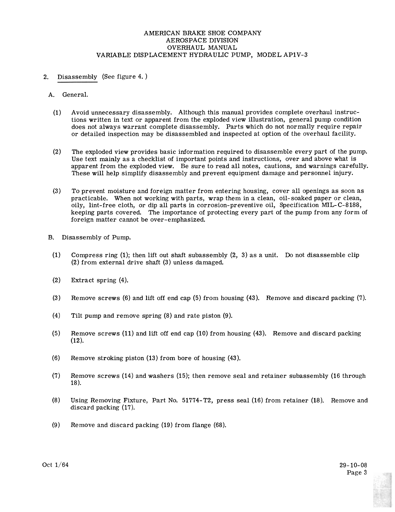 Sample page 5 from AirCorps Library document: Overhaul Manual for Variable Displacement Hydraulic Pump - Model AP1V-3 - Part 57083 