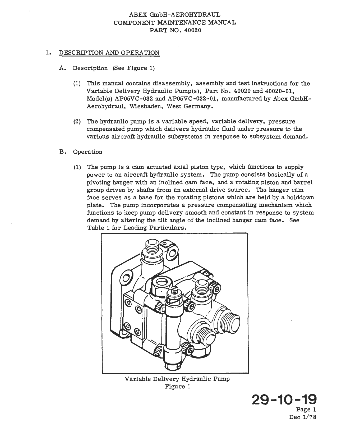 Sample page 7 from AirCorps Library document: Maintenance Manual with Illustrated Parts List for Variable Delivery Hydraulic Pump - Model AP05VC-032 and AP05VC-032-01