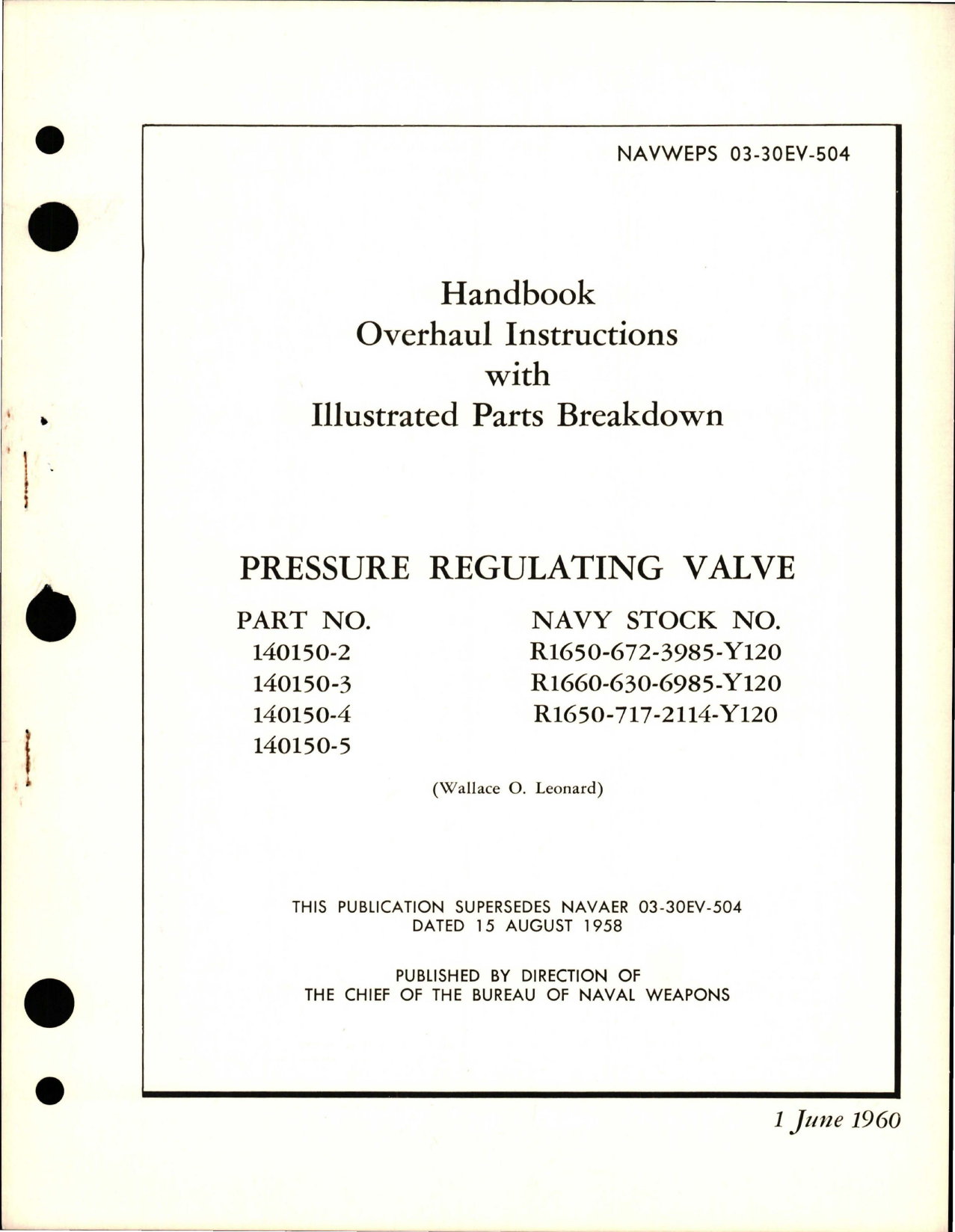 Sample page 1 from AirCorps Library document: Overhaul Instructions with Parts Breakdown for Pressure Regulating Valve