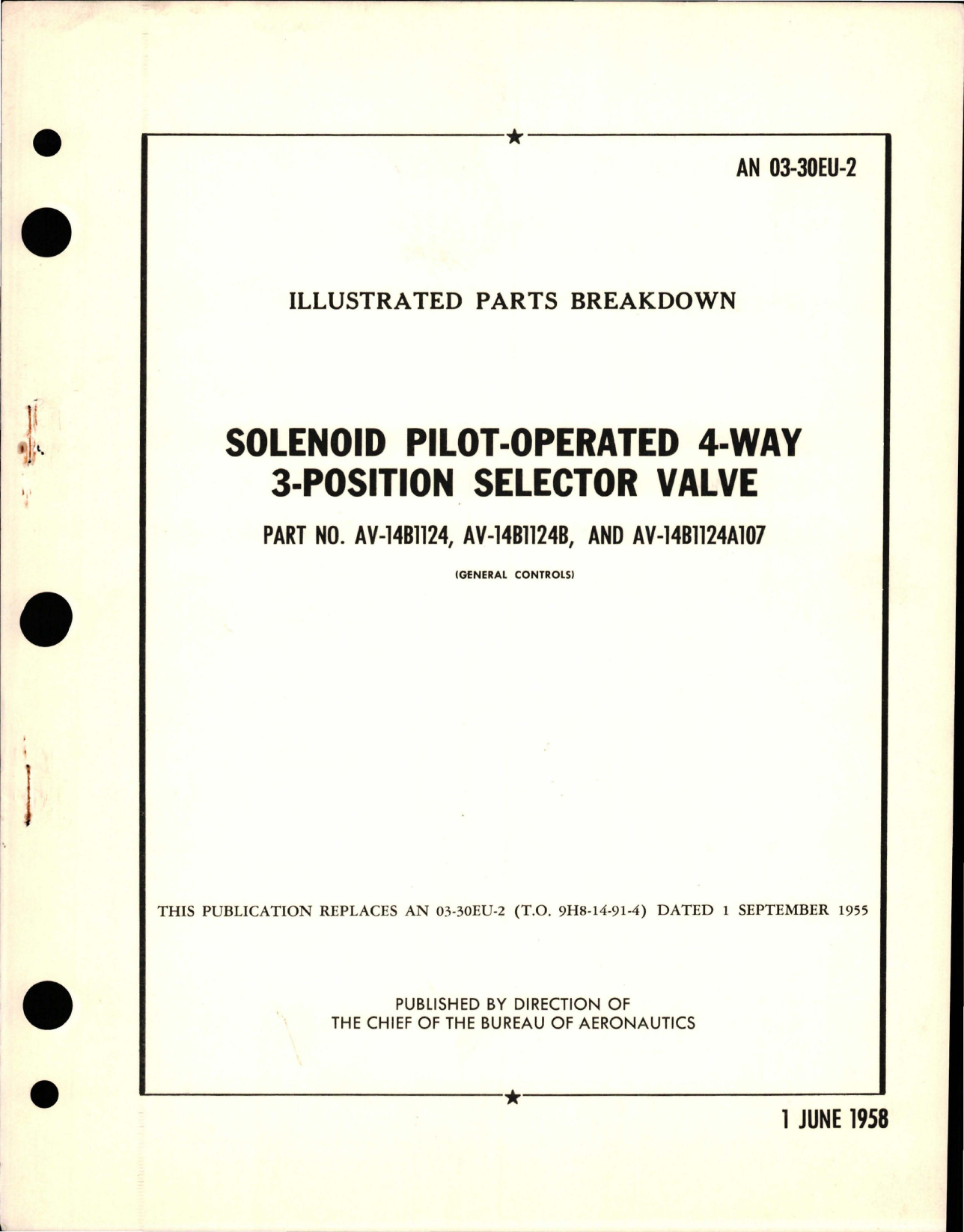 Sample page 1 from AirCorps Library document: Illustrated Parts Breakdown for Solenoid Pilot-Operated 4-Way 3-Position Selector Valve 