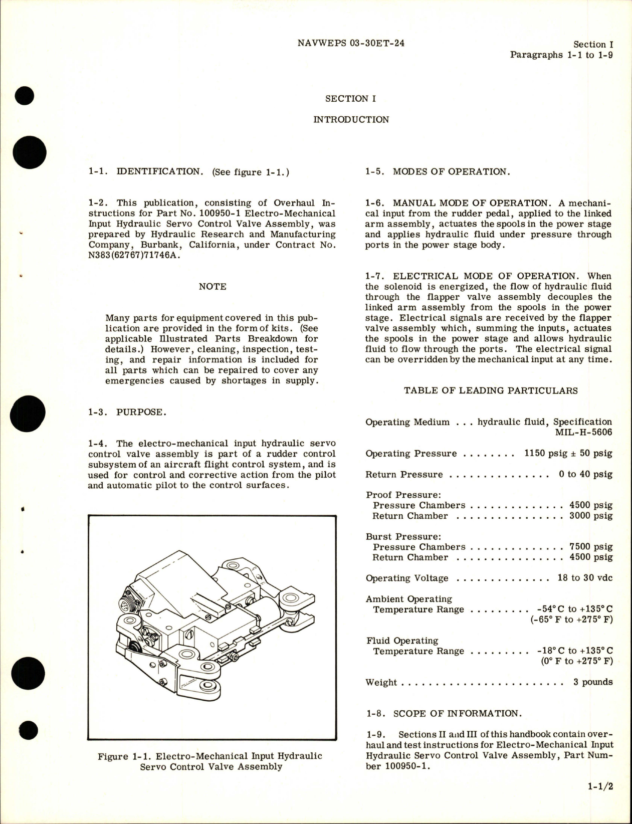 Sample page 5 from AirCorps Library document: Overhaul Instructions for Electro-Mechanical Input Hydraulic Servo Control Valve Assy - Part 100950-1