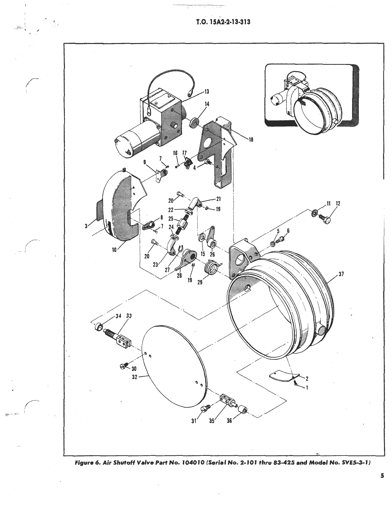 Sample page 5 from AirCorps Library document: Overhaul Instructions with Parts Breakdown for Air Shutoff Valve - Part 104010 - Model SVE5-3