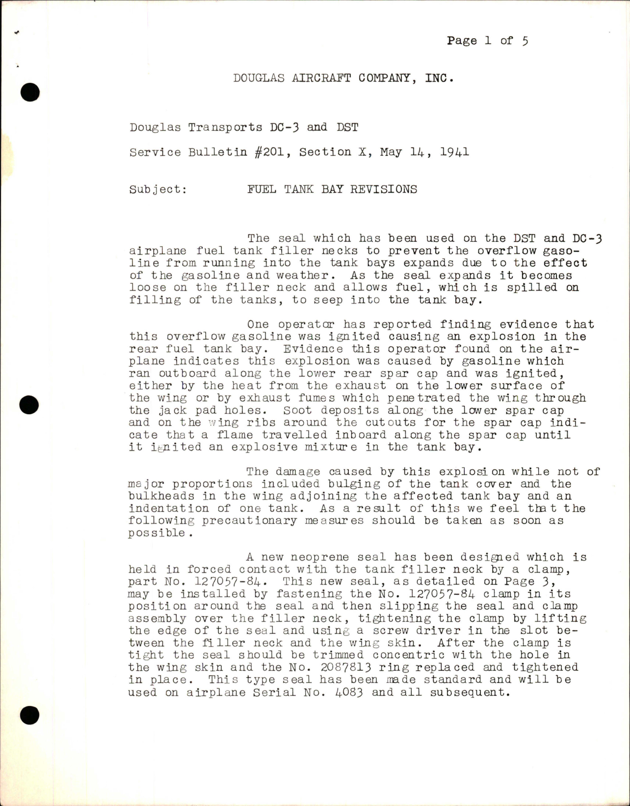 Sample page 1 from AirCorps Library document: Fuel Tank Bay Revisions