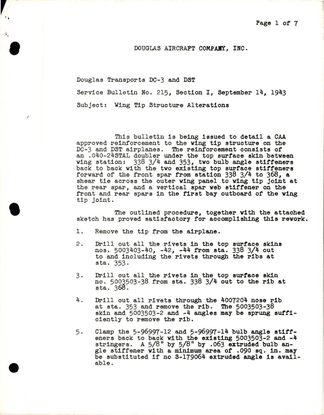 Sample page 1 from AirCorps Library document: Wing Tip Structure Alterations