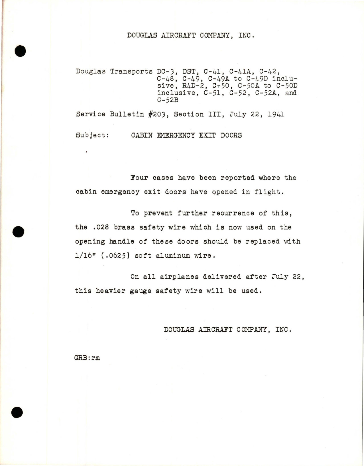 Sample page 1 from AirCorps Library document: Cabin Emergency Exit Doors